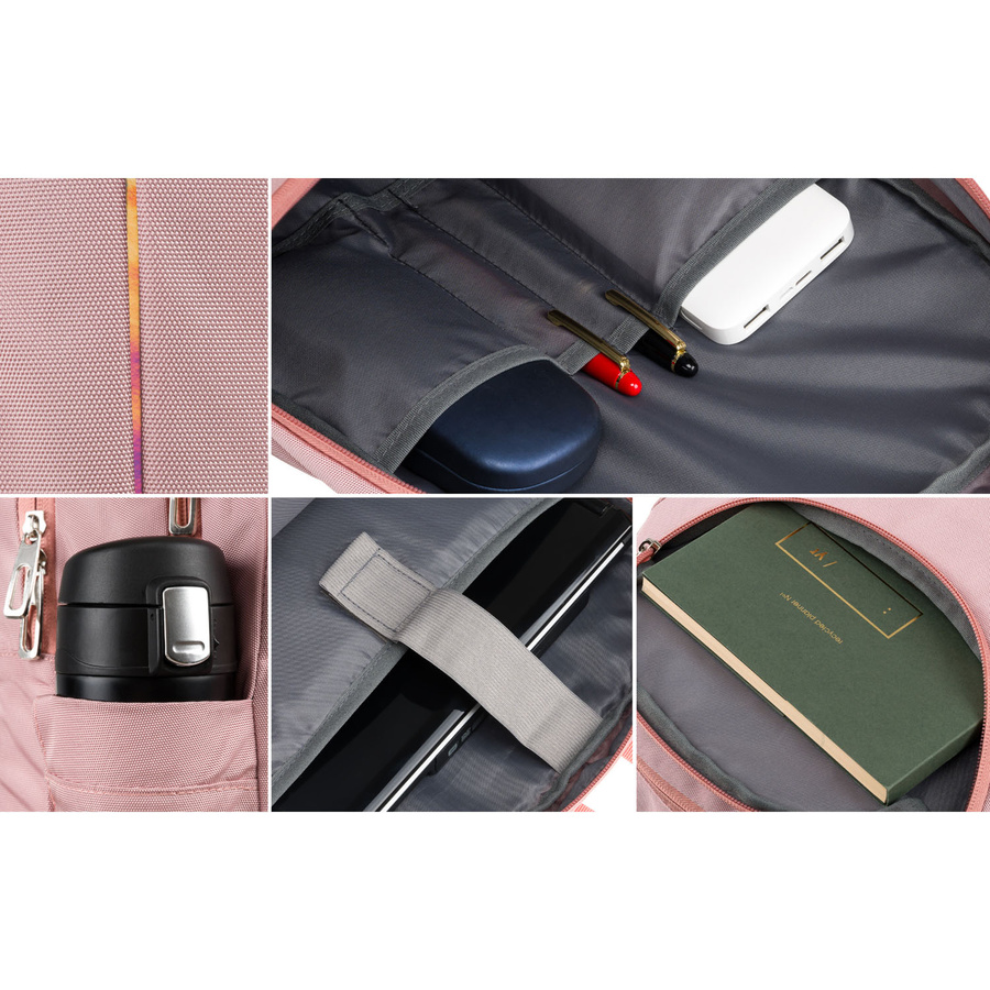 Rosa, urbaner und geräumiger Rucksack aus Nylon mit Laptopfach – Peterson – Bild 21