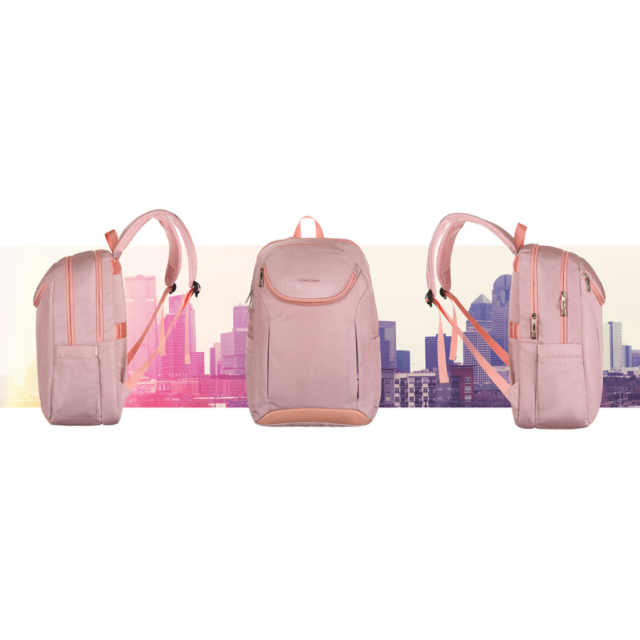 Rosa, urbaner und geräumiger Rucksack aus Nylon mit Laptopfach – Peterson – Bild 15