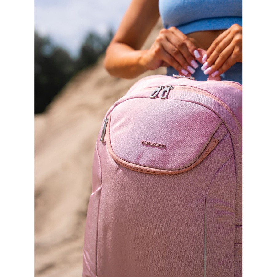 Rosa, urbaner und geräumiger Rucksack aus Nylon mit Laptopfach – Peterson – Bild 2