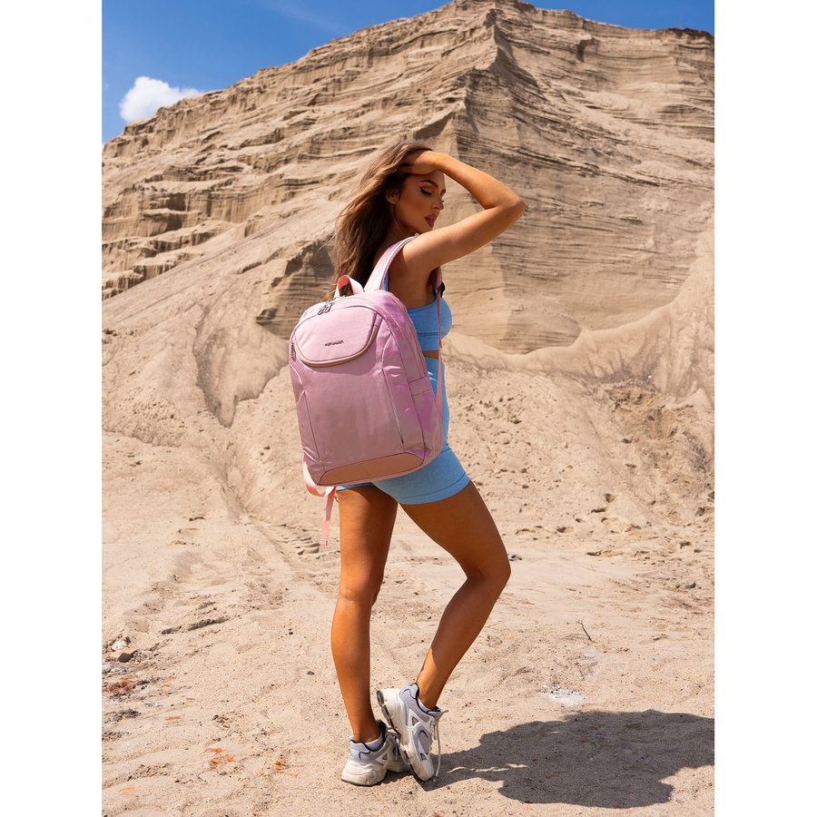 Rosa, urbaner und geräumiger Rucksack aus Nylon mit Laptopfach – Peterson – Bild 6