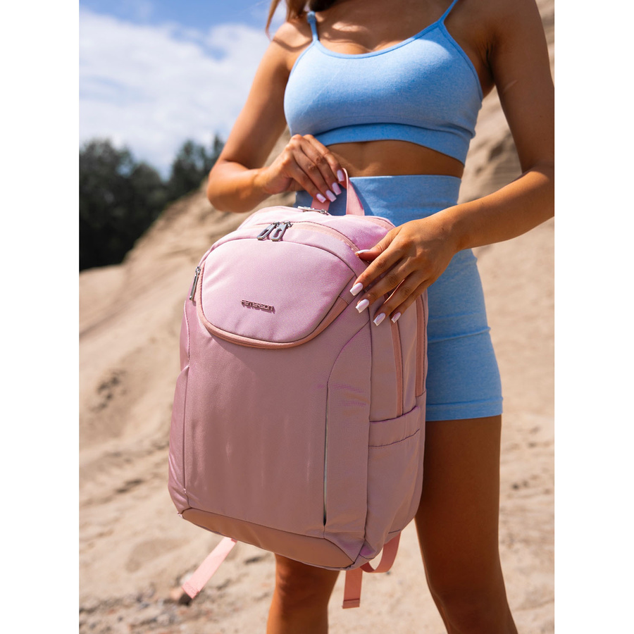 Rosa, urbaner und geräumiger Rucksack aus Nylon mit Laptopfach – Peterson – Bild 8