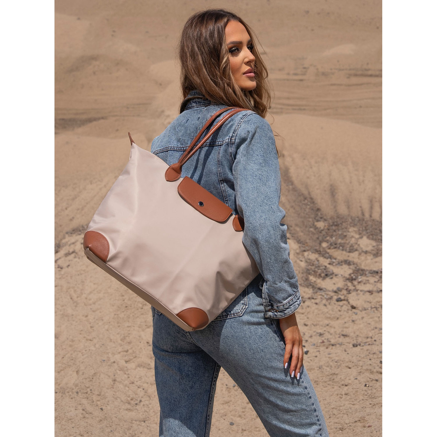 Beige Damen Shopper aus Polyester mit zwei Henkeln – Peterson – Bild 2