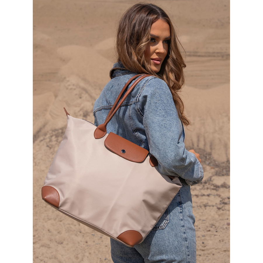 Beige Damen Shopper aus Polyester mit zwei Henkeln – Peterson – Bild 3
