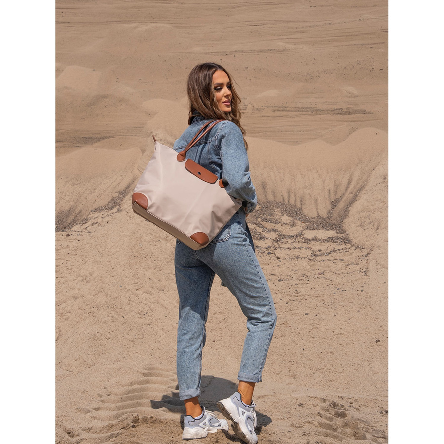 Beige Damen Shopper aus Polyester mit zwei Henkeln – Peterson – Bild 10