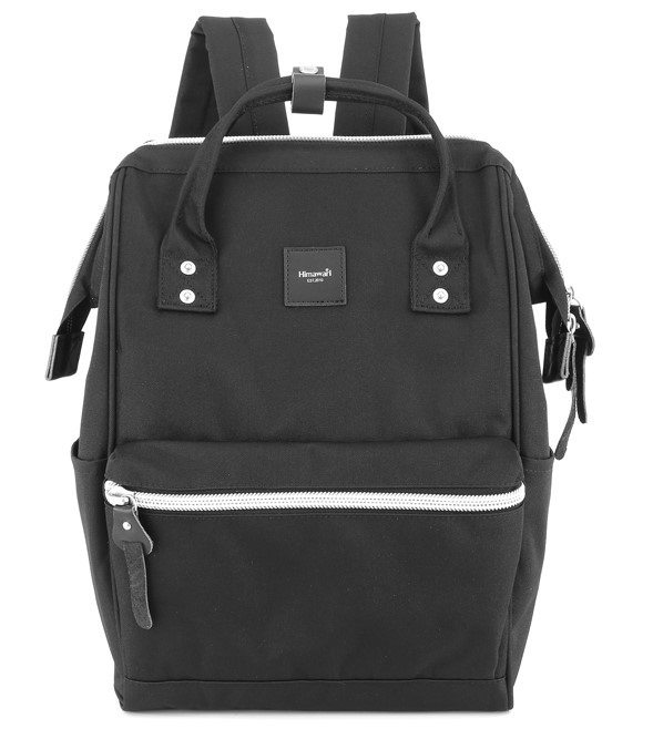 Schwarzer, praktischer und geräumiger Laptop Rucksack mit USB-Anschluss – Himawari – Bild 4