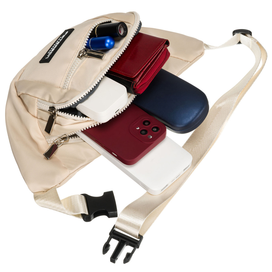 Damen-Bauchtasche aus Polyester in modischer cremefarbener Ausführung – Peterson – Bild 5