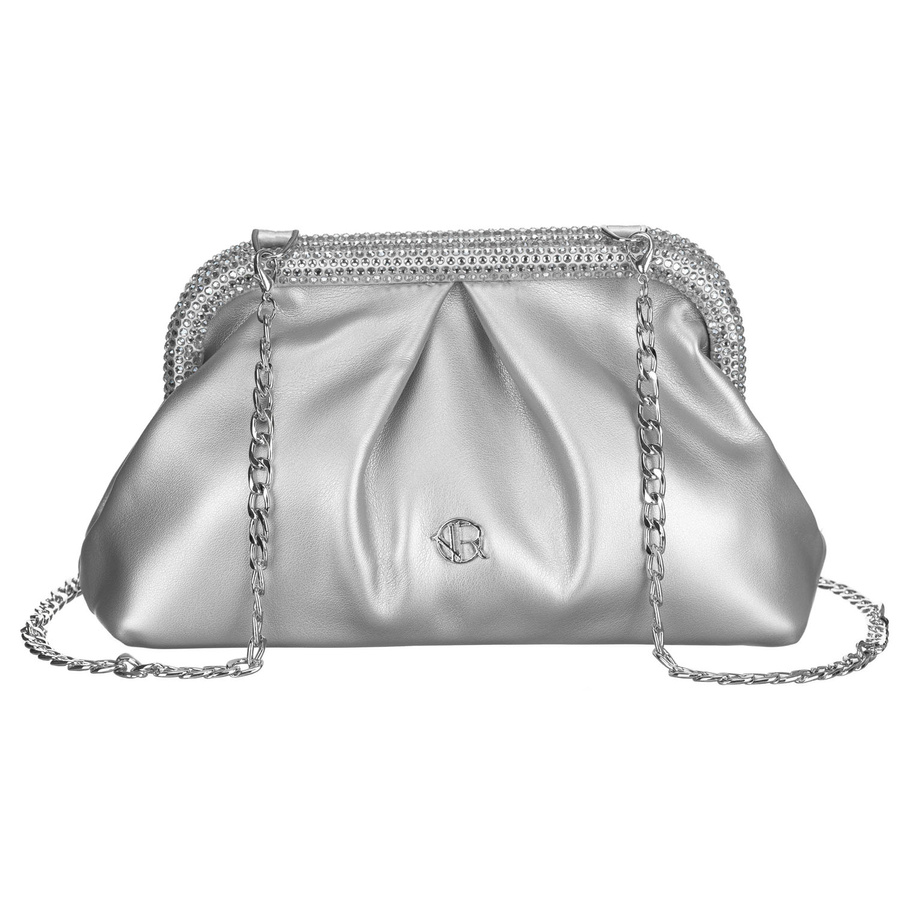Elegante, silberne Damen Handtasche aus Öko-Leder – Rovicky