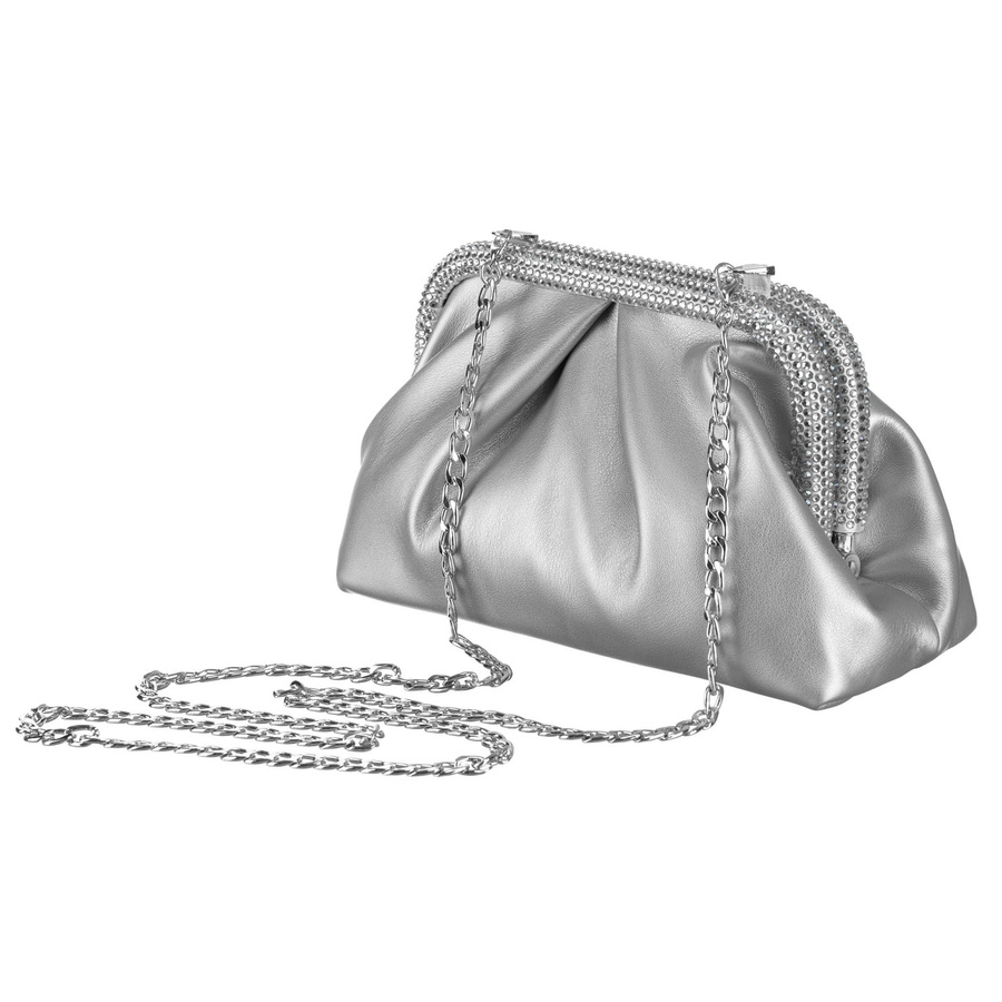 Elegante, silberne Damen Handtasche aus Öko-Leder – Rovicky – Bild 3