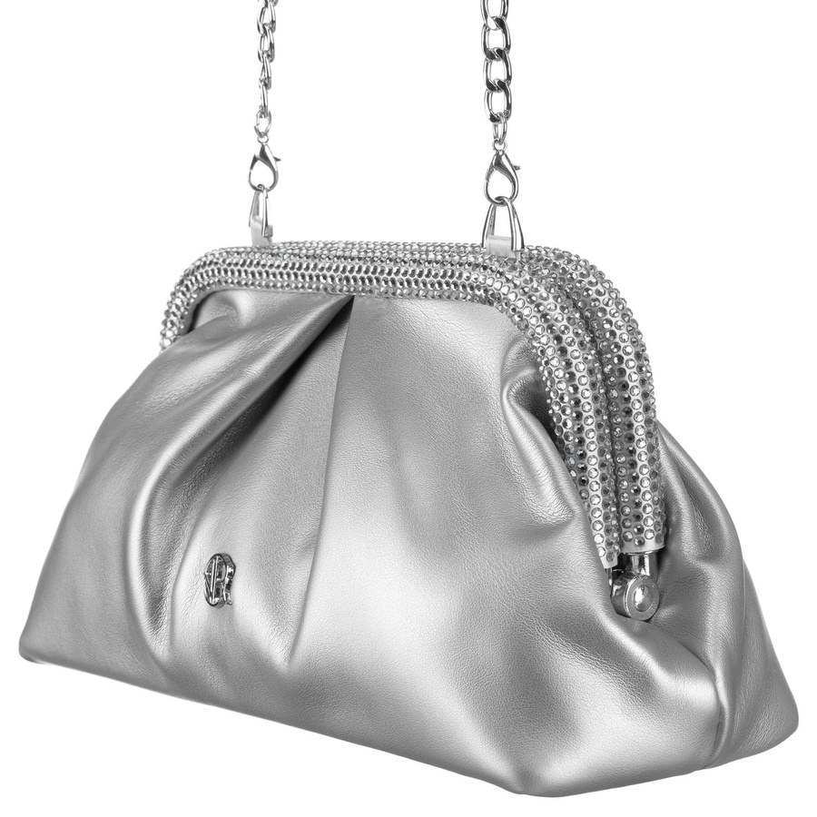 Elegante, silberne Damen Handtasche aus Öko-Leder – Rovicky – Bild 4