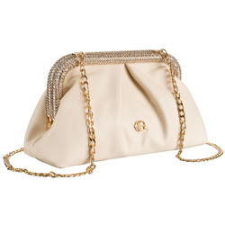 Beige Damen Clutch aus Öko-Leder mit Kettenträger – Rovicky