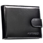 Elegante, schwarze Herren Geldbörse aus Leder mit Druckknopfverschluss – Peterson