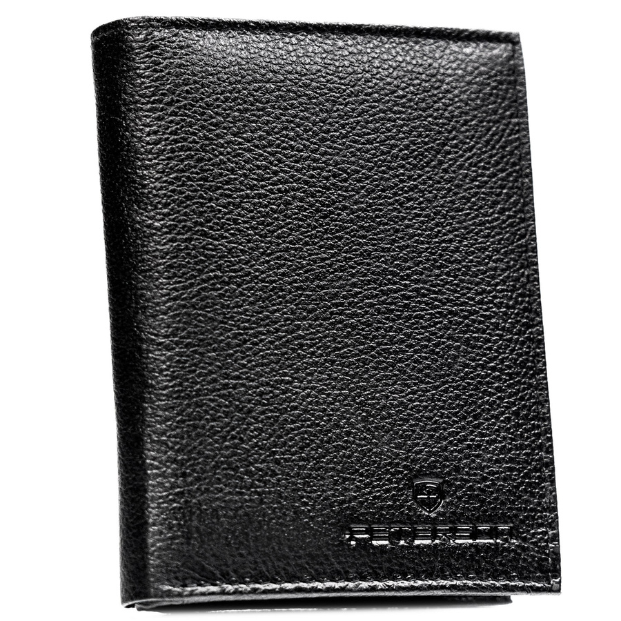 Schwarze Herren Geldbörse aus Leder ohne äußeren Verschluss, in Geschenkbox – Peterson
