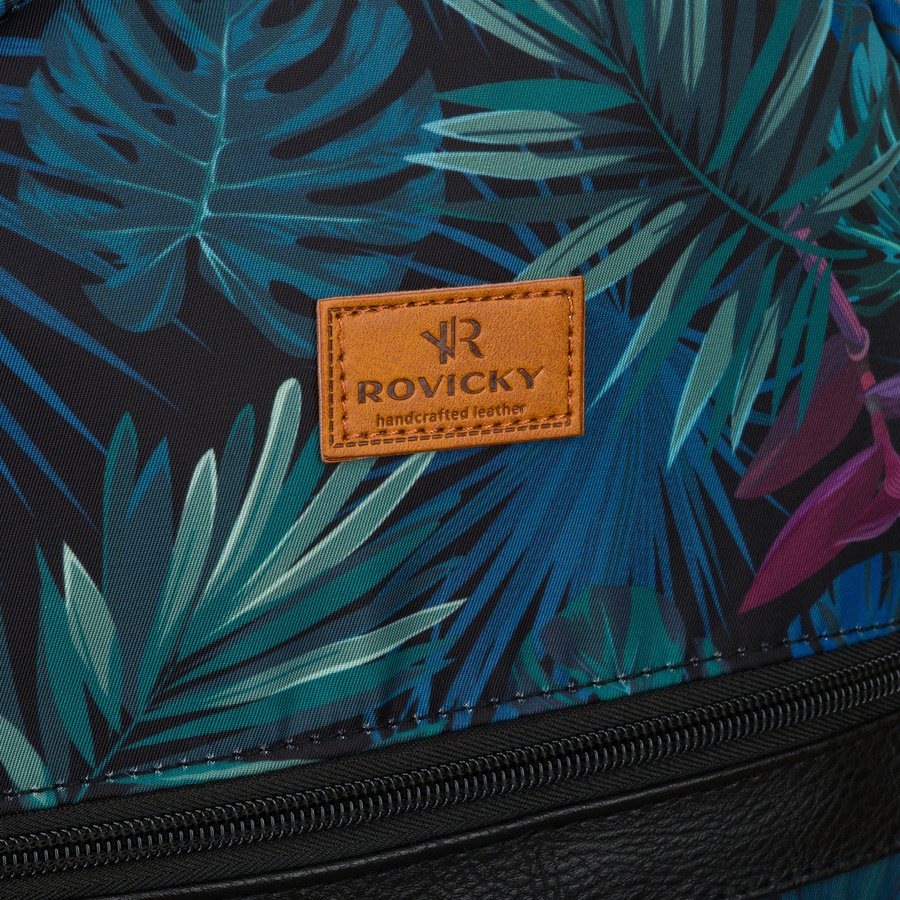 Mehrfarbiger Damen Rucksack aus Polyester mit schönem Blättermuster – Rovicky – Bild 4