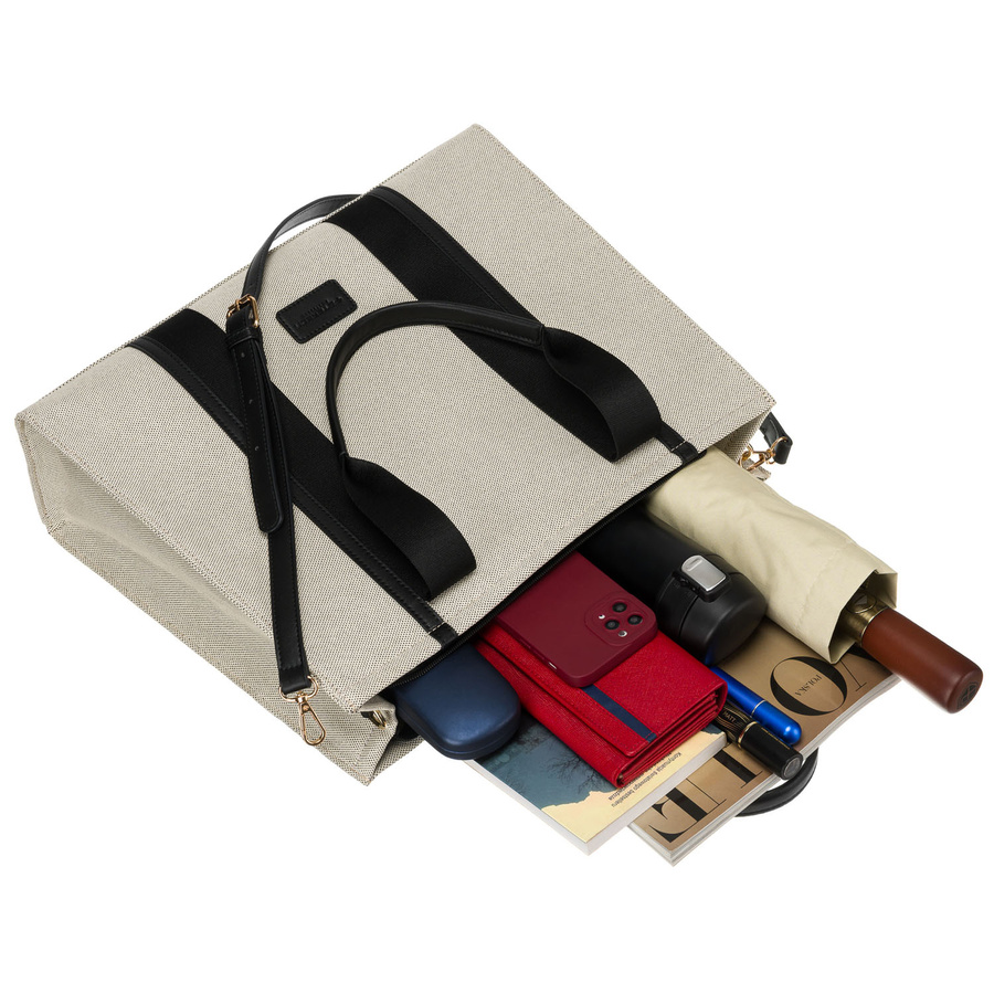 Modische Damen Shopper in Schwarz-Beige mit verstellbarem Gurt – Peterson – Bild 9