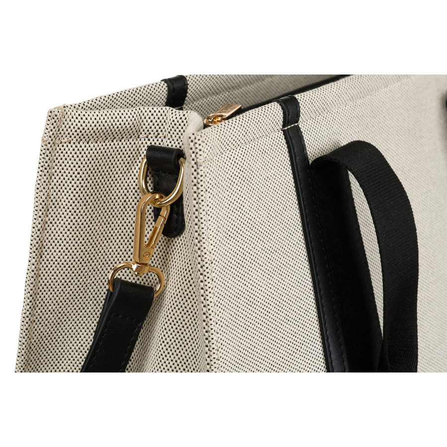 Modische Damen Shopper in Schwarz-Beige mit verstellbarem Gurt – Peterson – Bild 5
