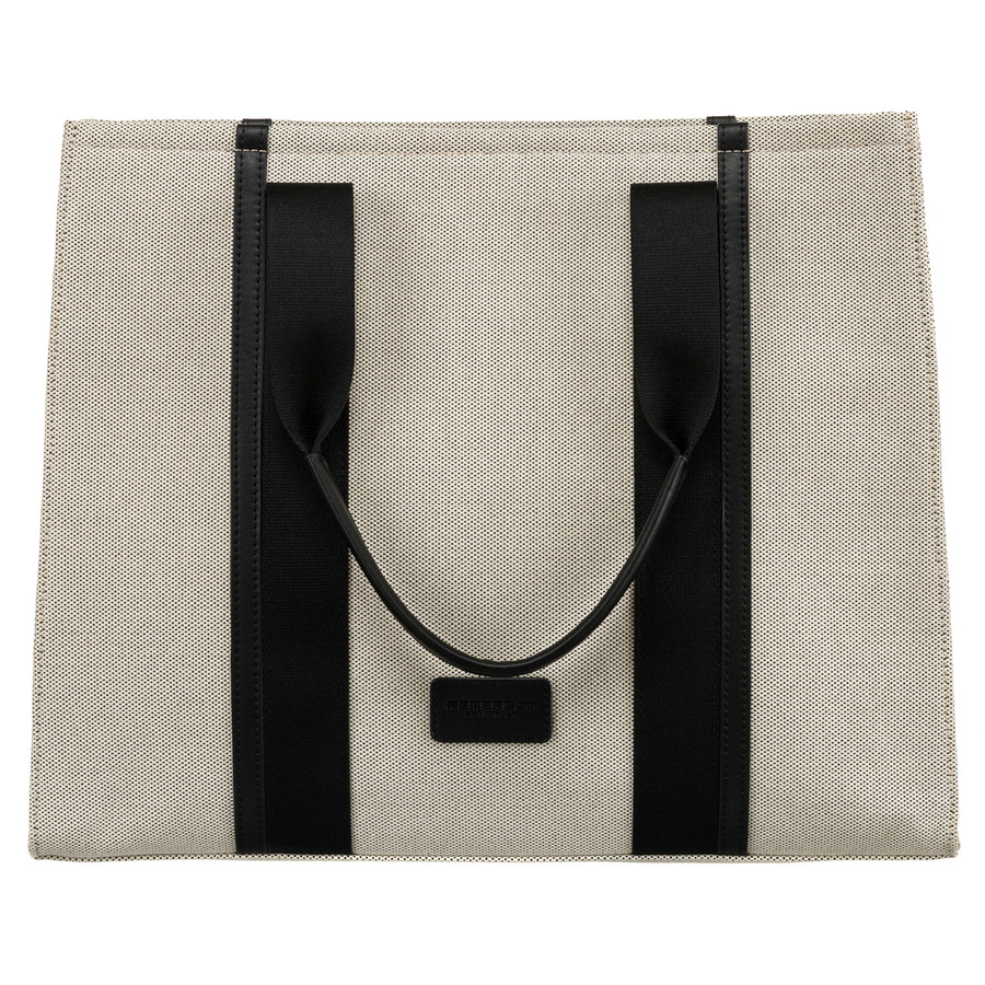 Modische Damen Shopper in Schwarz-Beige mit verstellbarem Gurt – Peterson – Bild 2