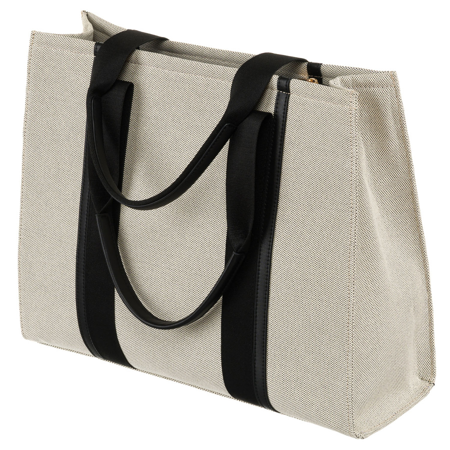 Modische Damen Shopper in Schwarz-Beige mit verstellbarem Gurt – Peterson – Bild 3