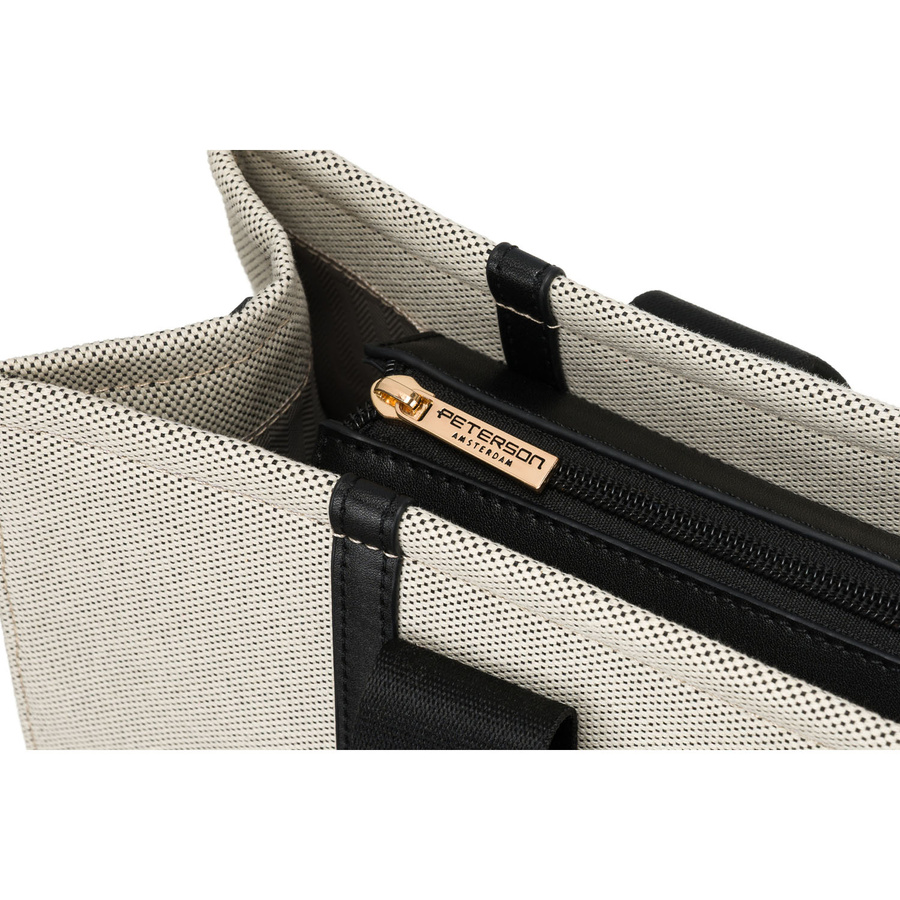 Modische Damen Shopper in Schwarz-Beige mit verstellbarem Gurt – Peterson – Bild 8