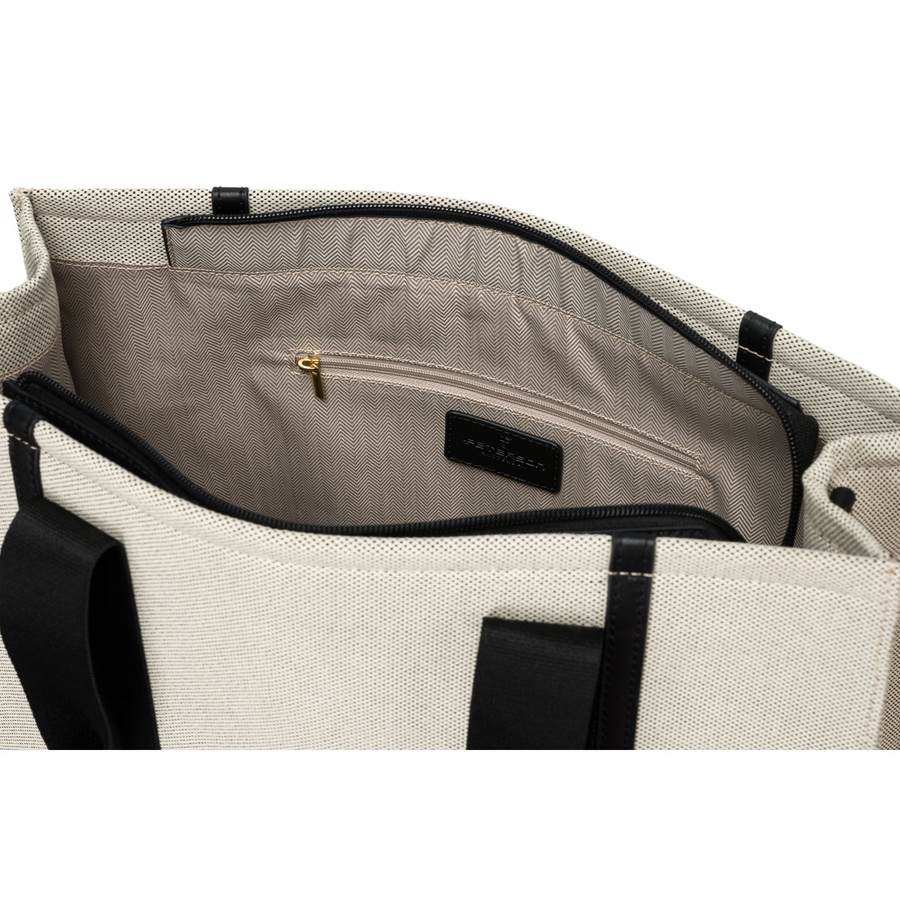 Modische Damen Shopper in Schwarz-Beige mit verstellbarem Gurt – Peterson – Bild 7