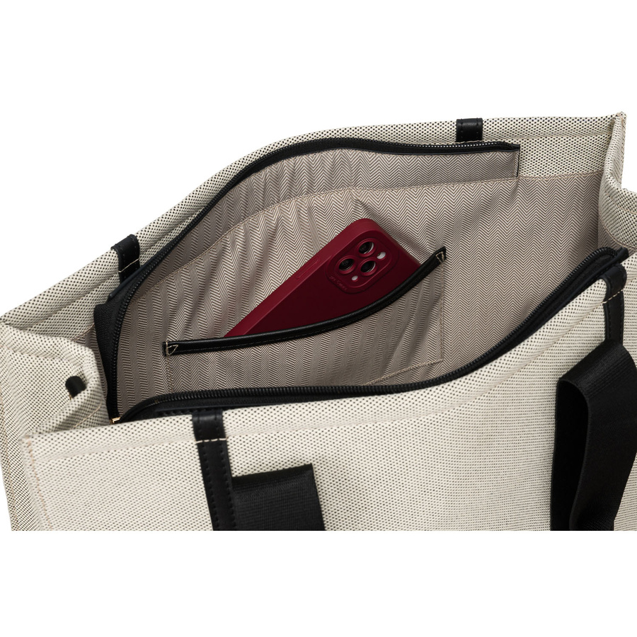 Modische Damen Shopper in Schwarz-Beige mit verstellbarem Gurt – Peterson – Bild 6