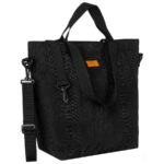 Großer Damen-Shopper aus Polyester in Schwarz mit Tiermuster – Rovicky