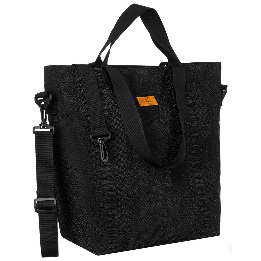 Großer Damen-Shopper aus Polyester in Schwarz mit Tiermuster – Rovicky