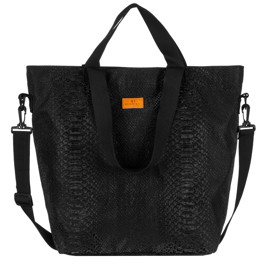 Großer Damen-Shopper aus Polyester in Schwarz mit Tiermuster – Rovicky – Bild 2