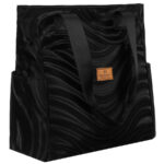Großer Damen-Shopper aus Polyester in Schwarz mit Wellenmuster – Rovicky