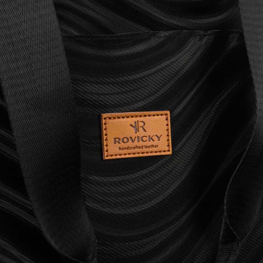 Großer Damen-Shopper aus Polyester in Schwarz mit Wellenmuster – Rovicky – Bild 4