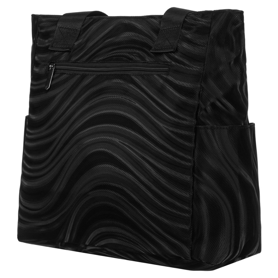Großer Damen-Shopper aus Polyester in Schwarz mit Wellenmuster – Rovicky – Bild 3