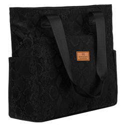 Schwarzer Damen-Shopper aus Polyester, aufgehängt an bequemen Griffen – Rovicky