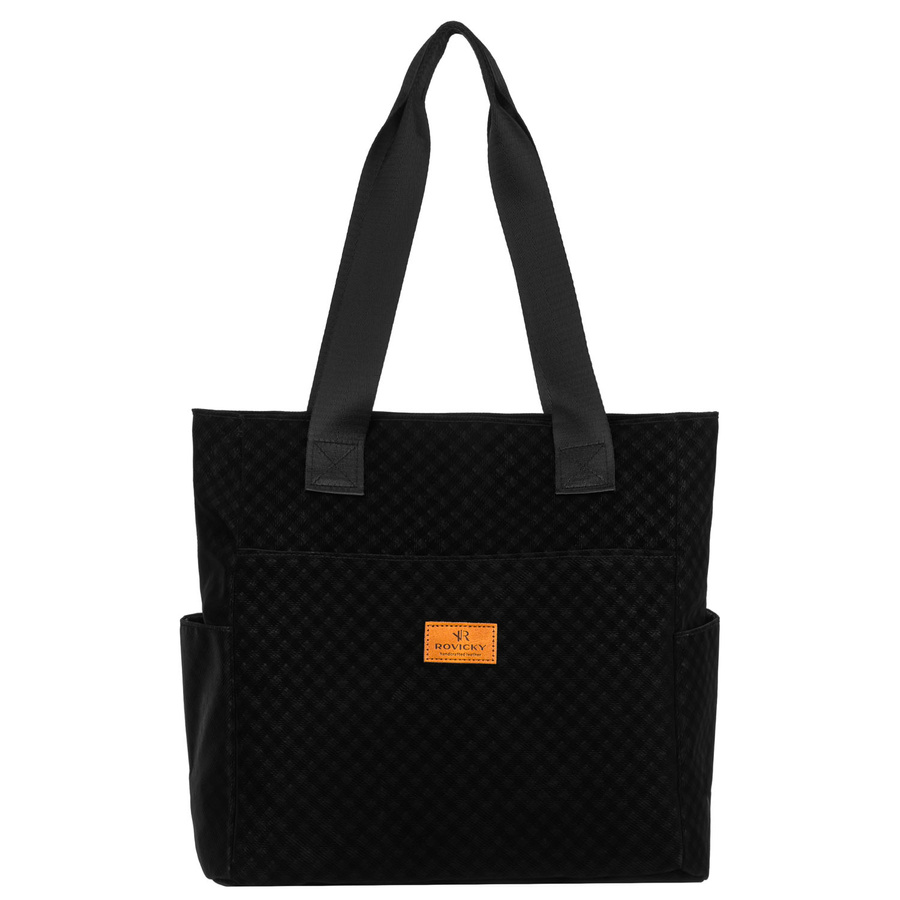 Schwarzer Damen-Shopper aus Polyester mit geometrischem Muster – Rovicky – Bild 2