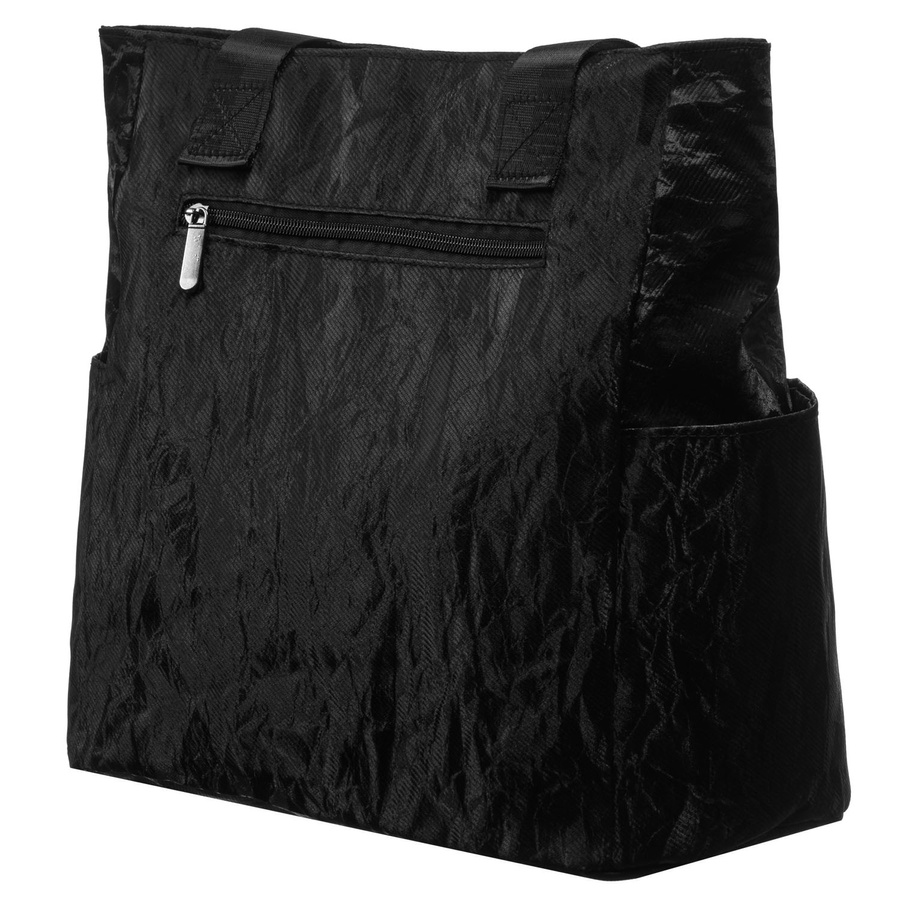 Schwarze, große Damen-Handtasche aus Polyester mit Marmormuster, mit Reißverschluss - Rovicky – Bild 3