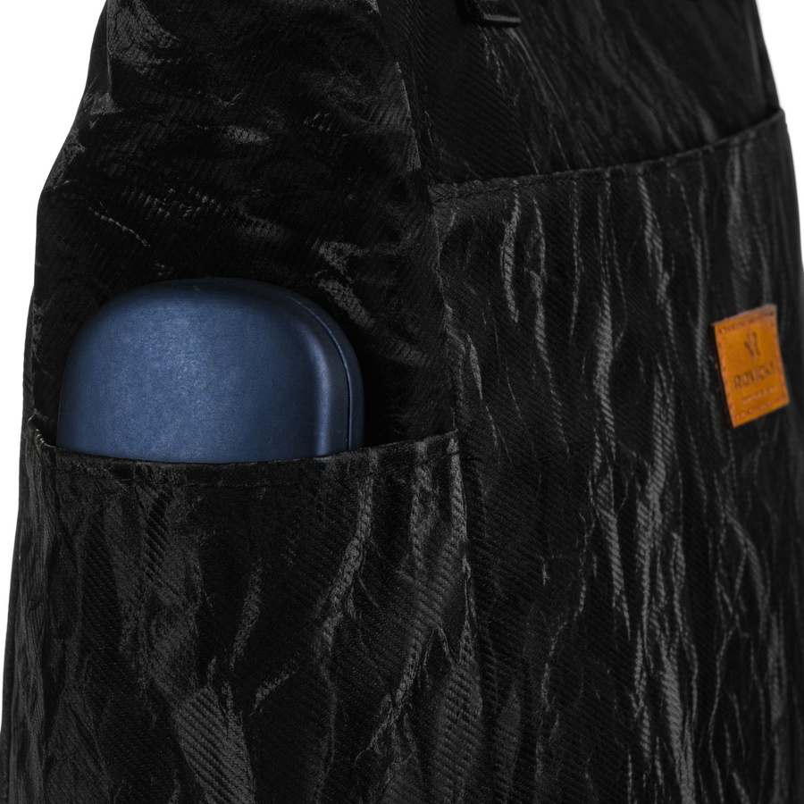 Schwarze, große Damen-Handtasche aus Polyester mit Marmormuster, mit Reißverschluss - Rovicky – Bild 7