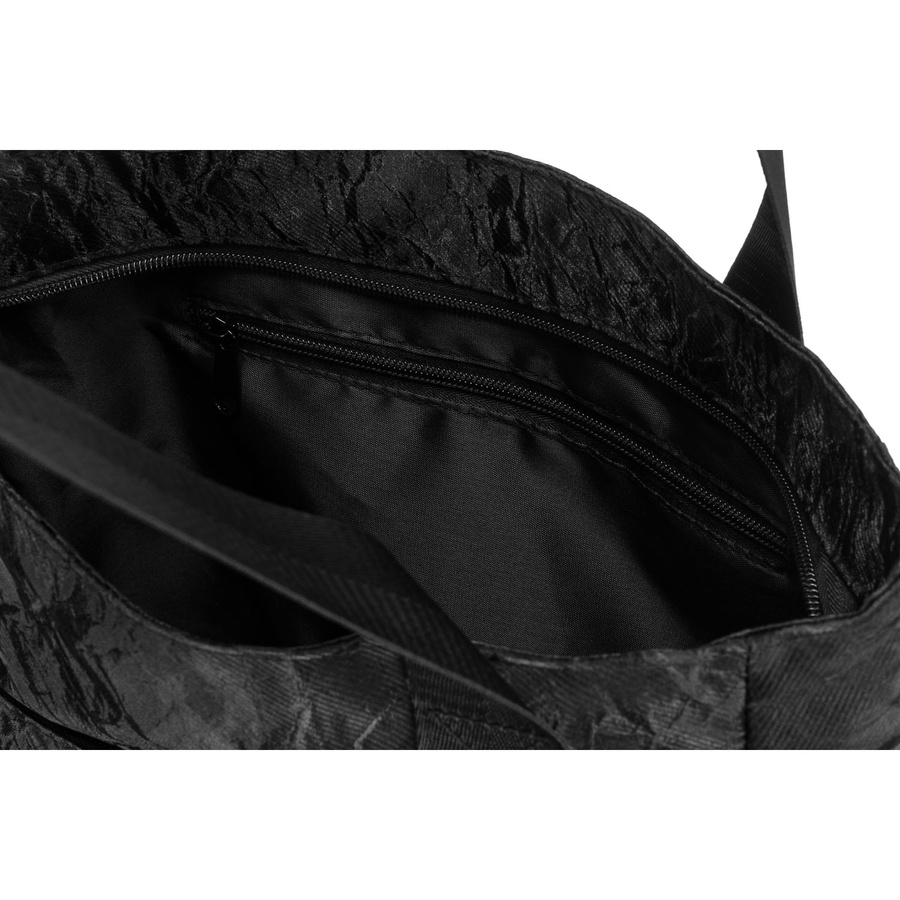 Schwarze, große Damen-Handtasche aus Polyester mit Marmormuster, mit Reißverschluss - Rovicky – Bild 5