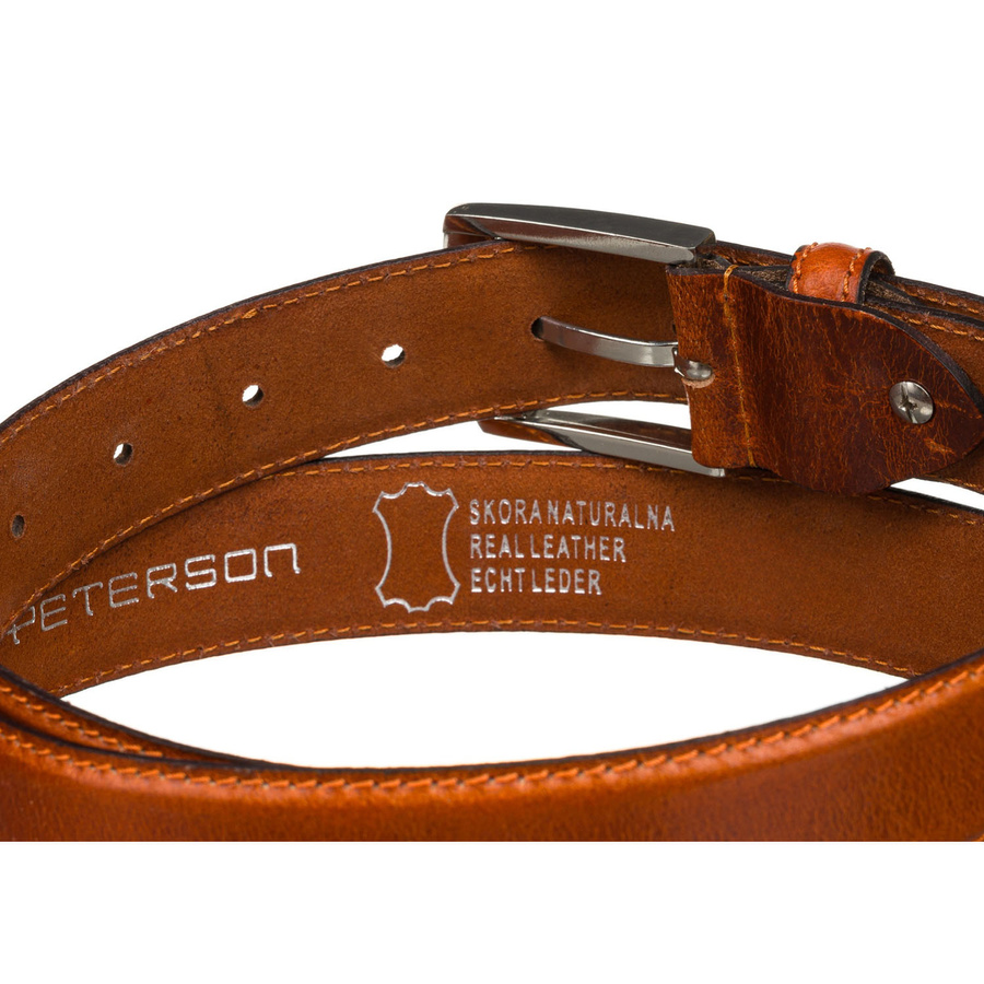 Herren-Gürtel aus Leder in Hellbraun mit traditioneller Schnalle – Peterson – Bild 6
