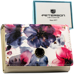 Elegante Damen-Geldbörse mit Blumen aus Natur- und Öko-Leder – Peterson