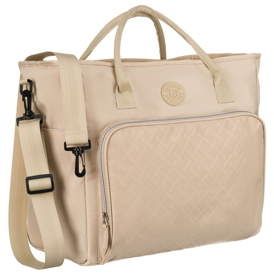 Praktische Reisetasche aus Polyester in Beige, ausgestattet mit einem Koffergriff – Peterson