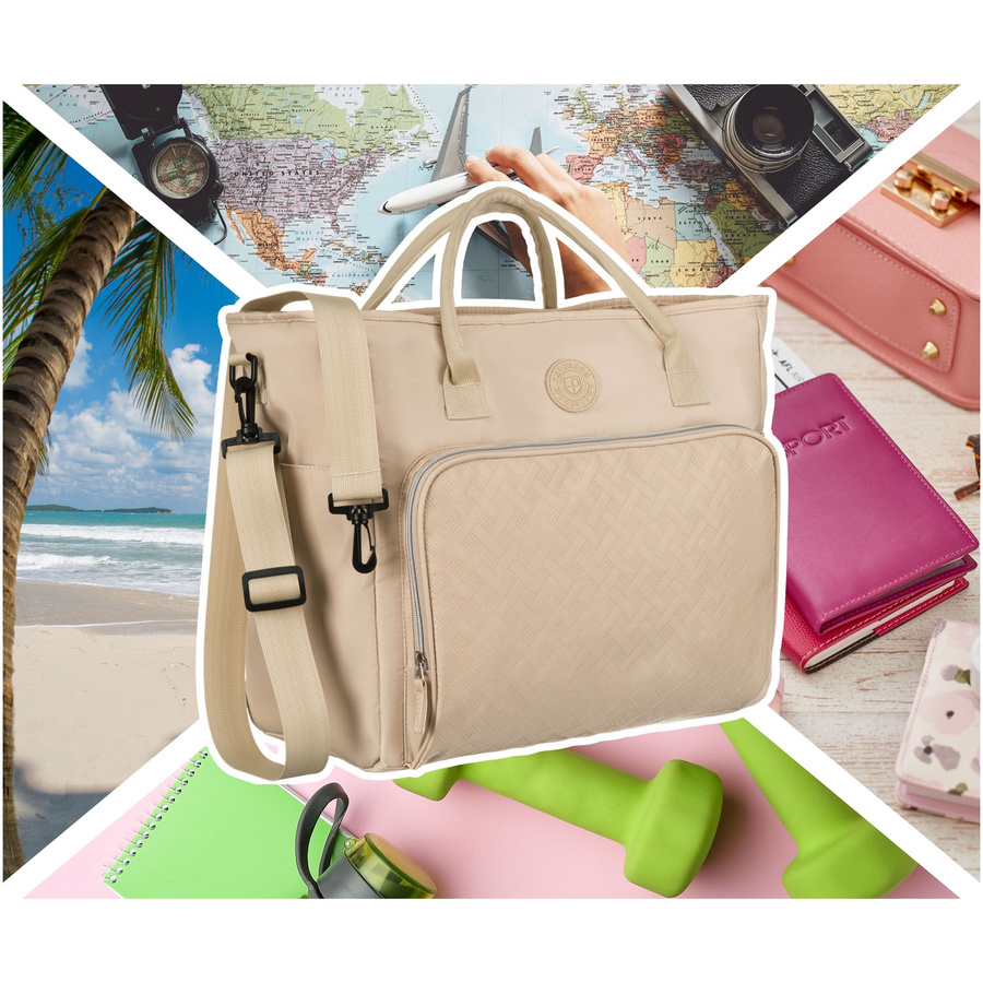 Praktische Reisetasche aus Polyester in Beige, ausgestattet mit einem Koffergriff – Peterson – Bild 2