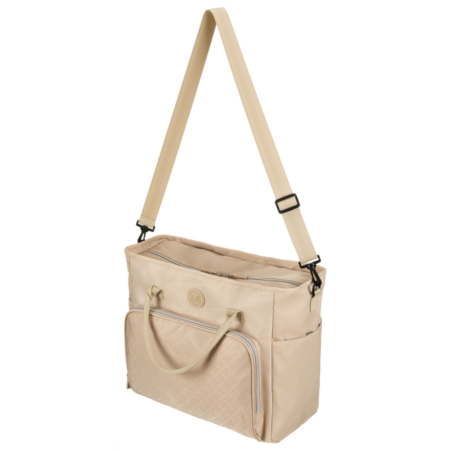 Praktische Reisetasche aus Polyester in Beige, ausgestattet mit einem Koffergriff – Peterson – Bild 7