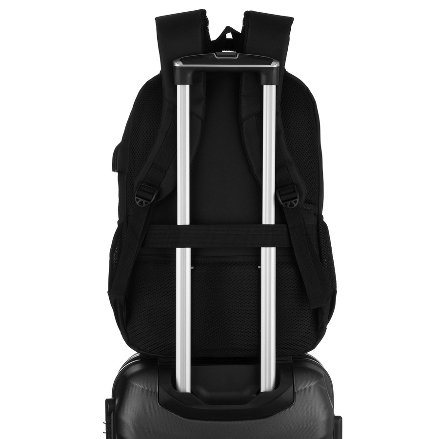 Schulrucksack aus Polyester in Schwarz mit USB-Anschluss – Peterson – Bild 11