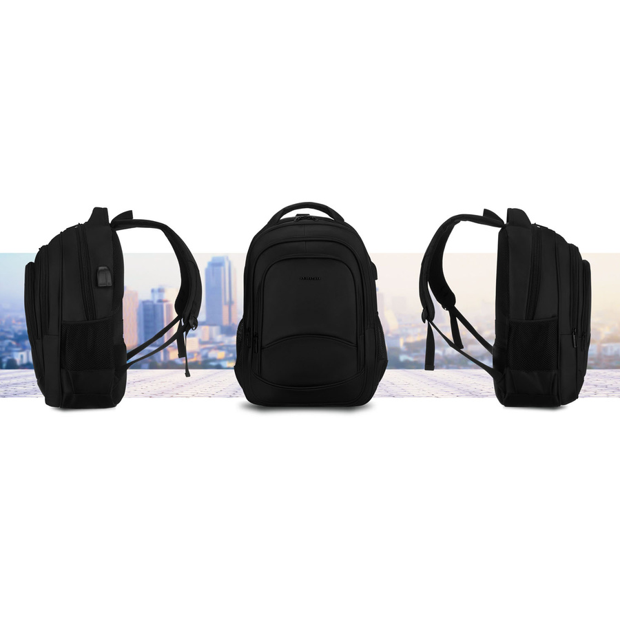 Schulrucksack aus Polyester in Schwarz mit USB-Anschluss – Peterson – Bild 5