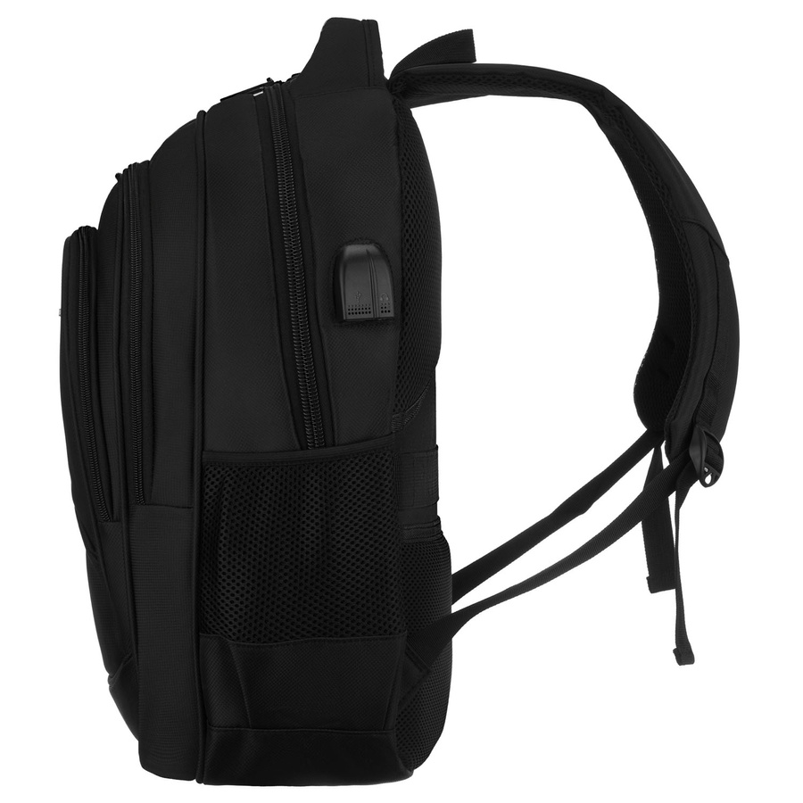 Schulrucksack aus Polyester in Schwarz mit USB-Anschluss – Peterson – Bild 6