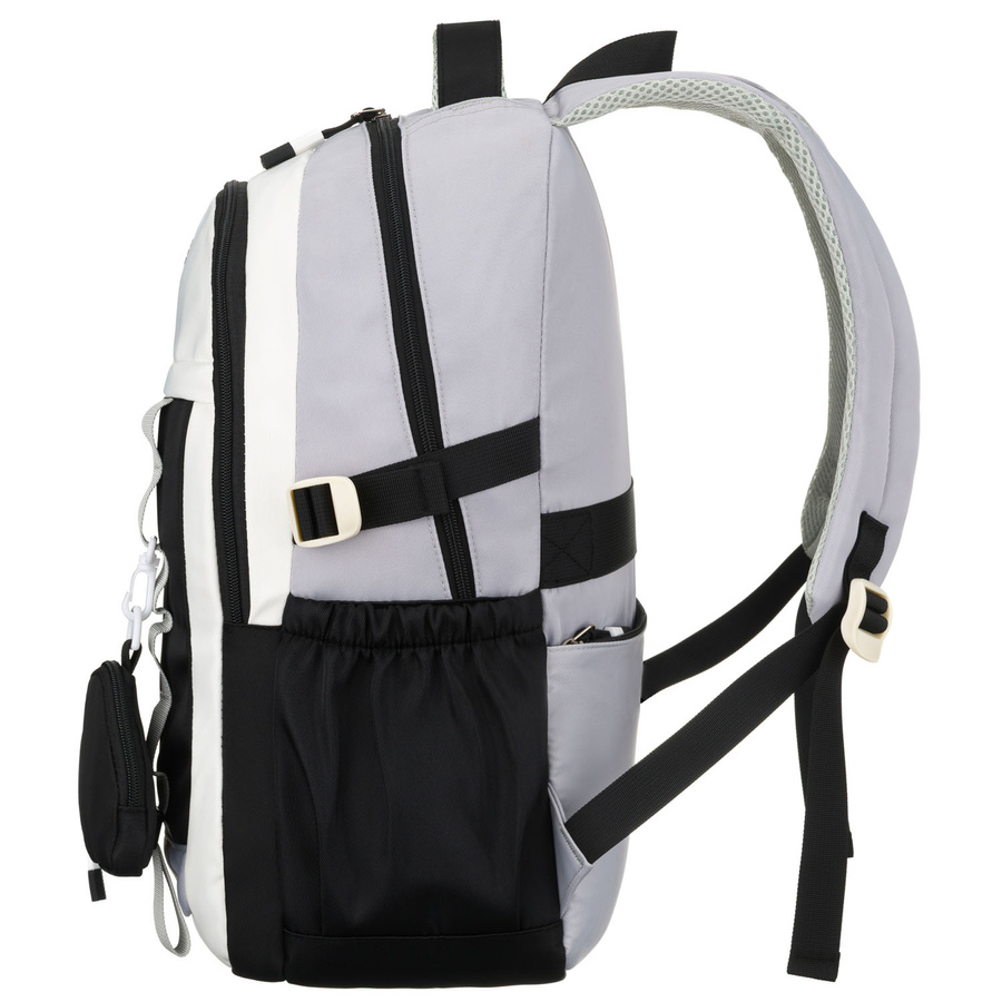 Schwarz-weißer Schulrucksack aus Polyester mit einer praktischen zusätzlichen Tasche – Peterson – Bild 4