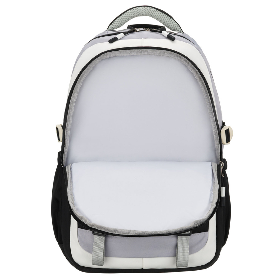 Schwarz-weißer Schulrucksack aus Polyester mit einer praktischen zusätzlichen Tasche – Peterson – Bild 8