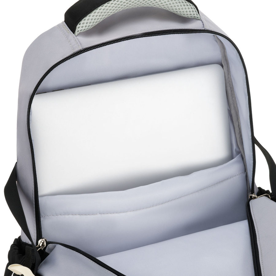 Schwarz-weißer Schulrucksack aus Polyester mit einer praktischen zusätzlichen Tasche – Peterson – Bild 9