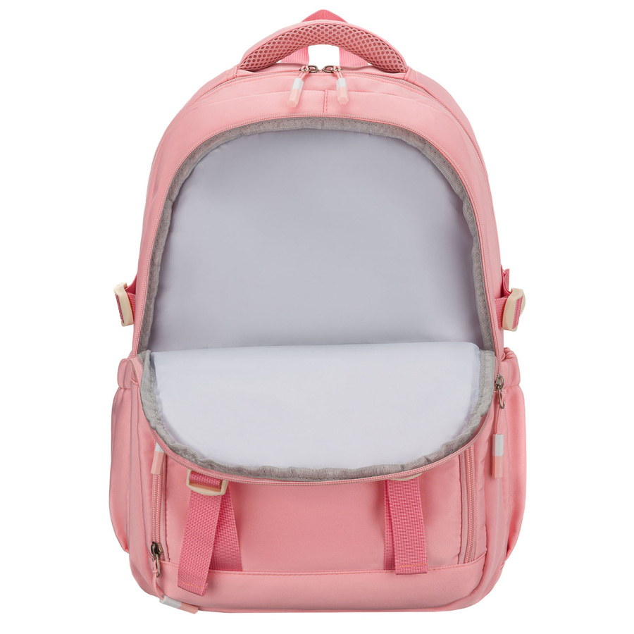 Modischer Schulrucksack aus Polyester in Rosa, an verstellbaren Trägern hängend - Peterson – Bild 9
