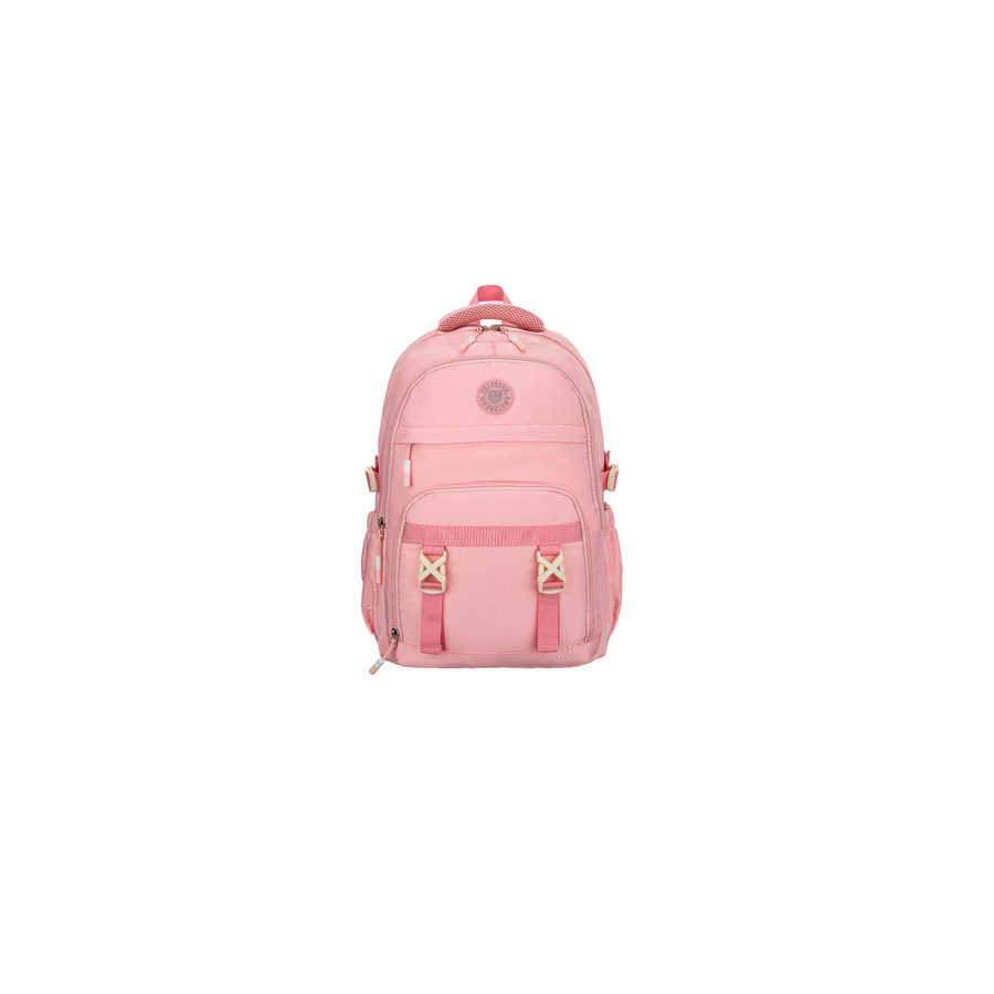 Modischer Schulrucksack aus Polyester in Rosa, an verstellbaren Trägern hängend - Peterson – Bild 5