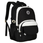 Jugendlicher Schulrucksack aus Polyester in Schwarz mit Laptopfach, feuchtigkeitsbeständig – Peterson