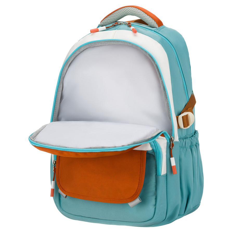 Blau-orangefarbener Schulrucksack mit Laptopfach, feuchtigkeitsbeständig – Peterson – Bild 8